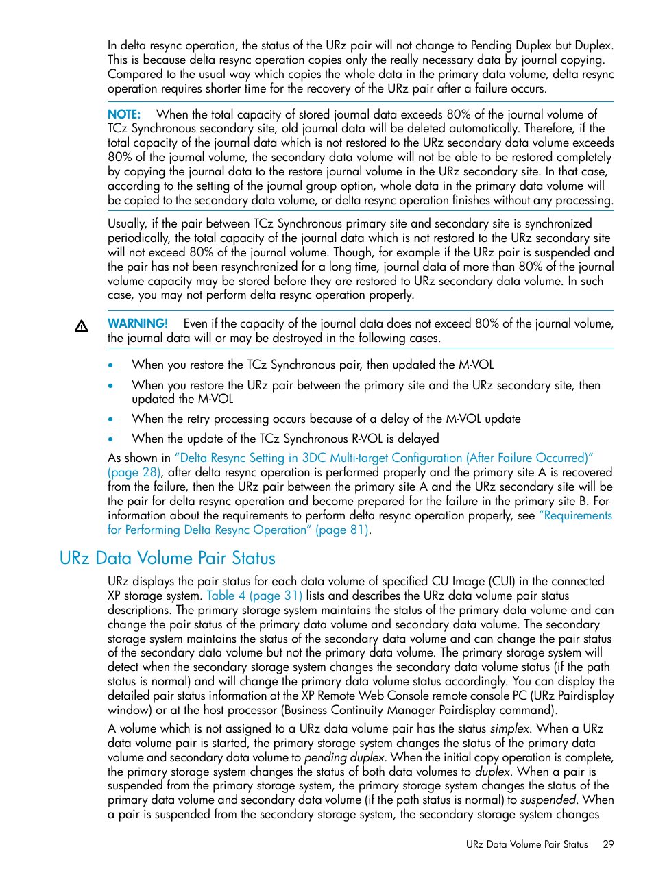 Urz data volume pair status | HP StorageWorks XP Remote Web Console Software User Manual | Page 29 / 203