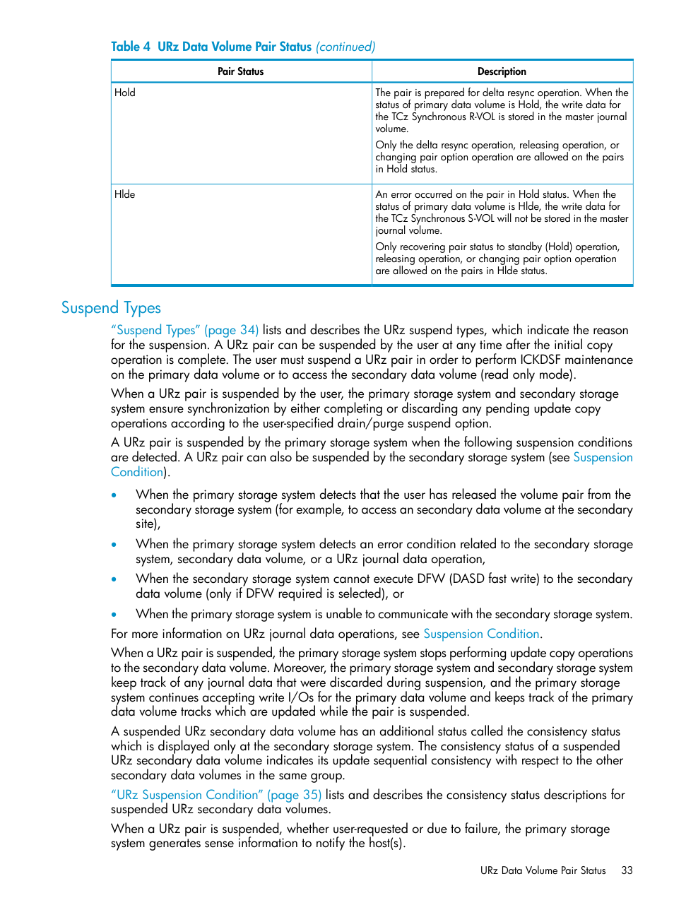 Suspend types | HP StorageWorks XP Remote Web Console Software User Manual | Page 33 / 203