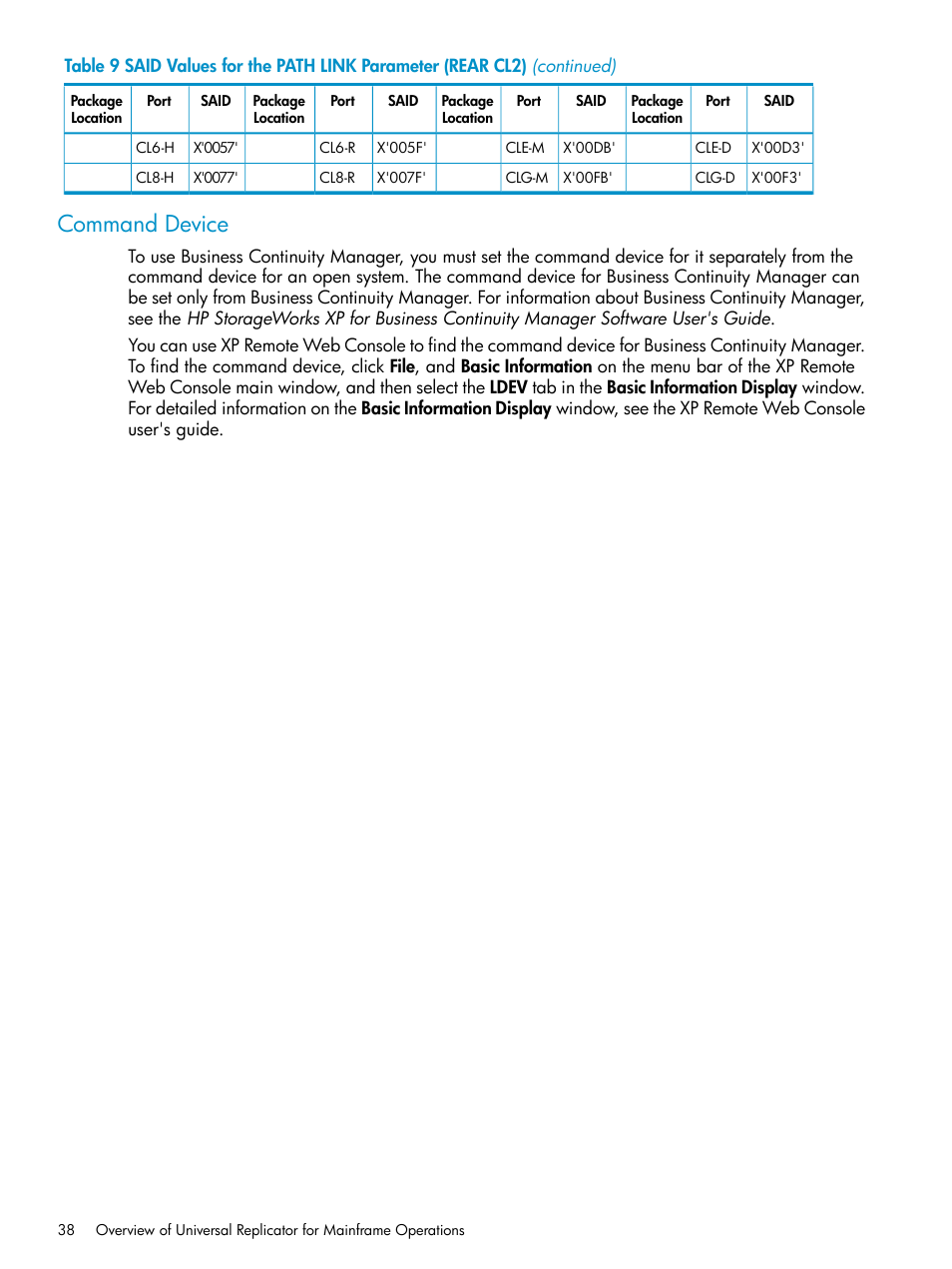 Command device | HP StorageWorks XP Remote Web Console Software User Manual | Page 38 / 203