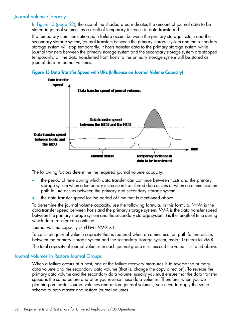 Journal volume capacity, Journal volumes in restore journal groups | HP StorageWorks XP Remote Web Console Software User Manual | Page 52 / 203