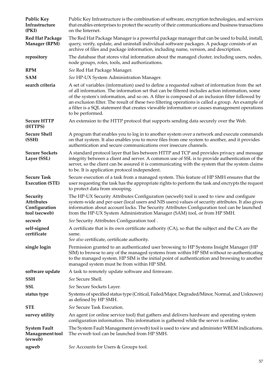 Public key infrastructure, Self-signed certificate, Pkcs #10 | HP System Management Homepage-Software User Manual | Page 57 / 60