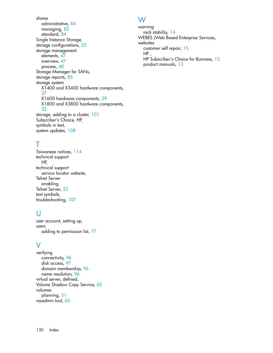 HP StorageWorks X3000 Network Storage Systems User Manual | Page 130 / 130