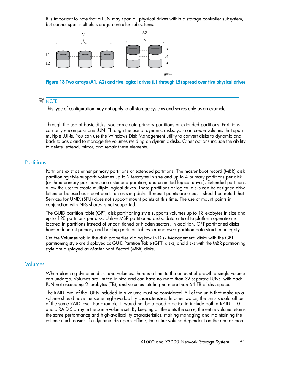 Partitions, Volumes, 51 volumes | HP StorageWorks X3000 Network Storage Systems User Manual | Page 51 / 130