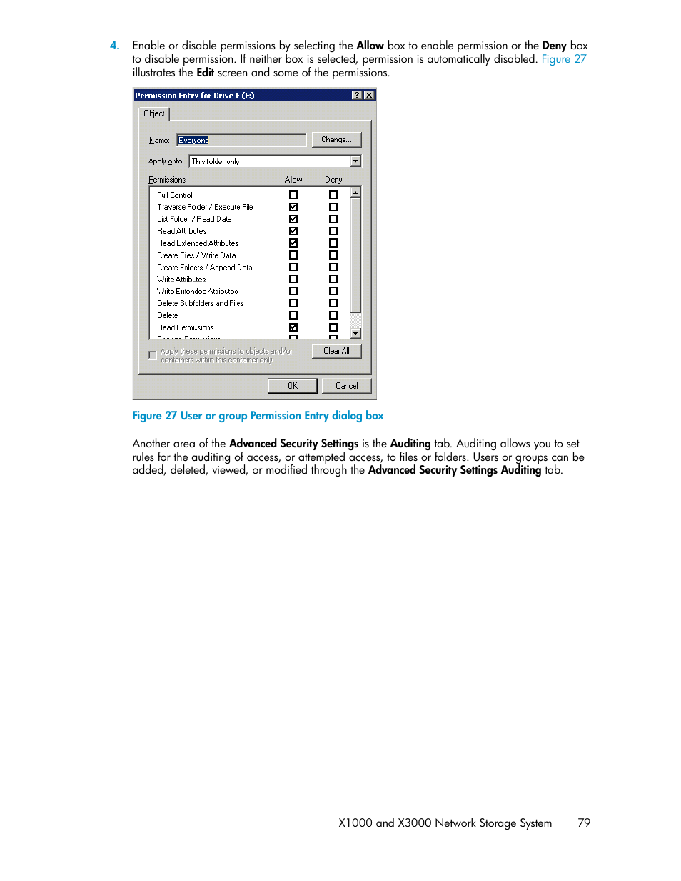 User or group permission entry dialog box | HP StorageWorks X3000 Network Storage Systems User Manual | Page 79 / 130