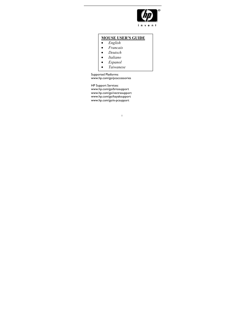 HP Two-button Mouse User Manual | 20 pages