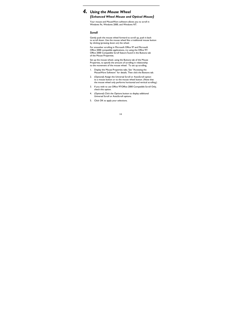Using the mouse wheel | HP Two-button Mouse User Manual | Page 15 / 20