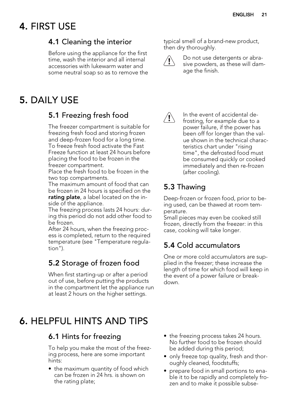 First use, Daily use, Helpful hints and tips | AEG AGS58200F0 User Manual | Page 21 / 72