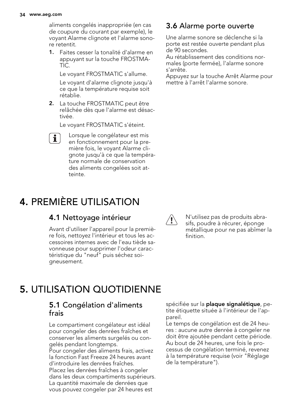 Première utilisation, Utilisation quotidienne | AEG AGS58200F0 User Manual | Page 34 / 72