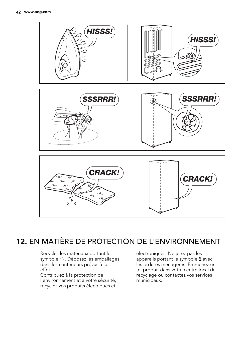 Hisss, Sssrrr, Crack | AEG AGS58200F0 User Manual | Page 42 / 72