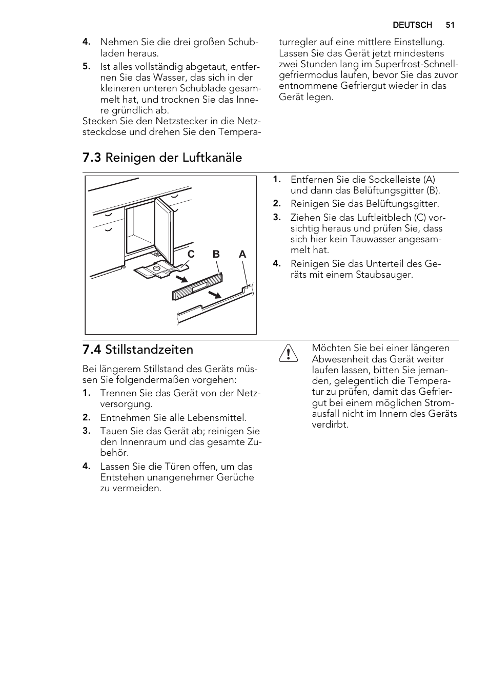 3 reinigen der luftkanäle, 4 stillstandzeiten | AEG AGS58200F0 User Manual | Page 51 / 72