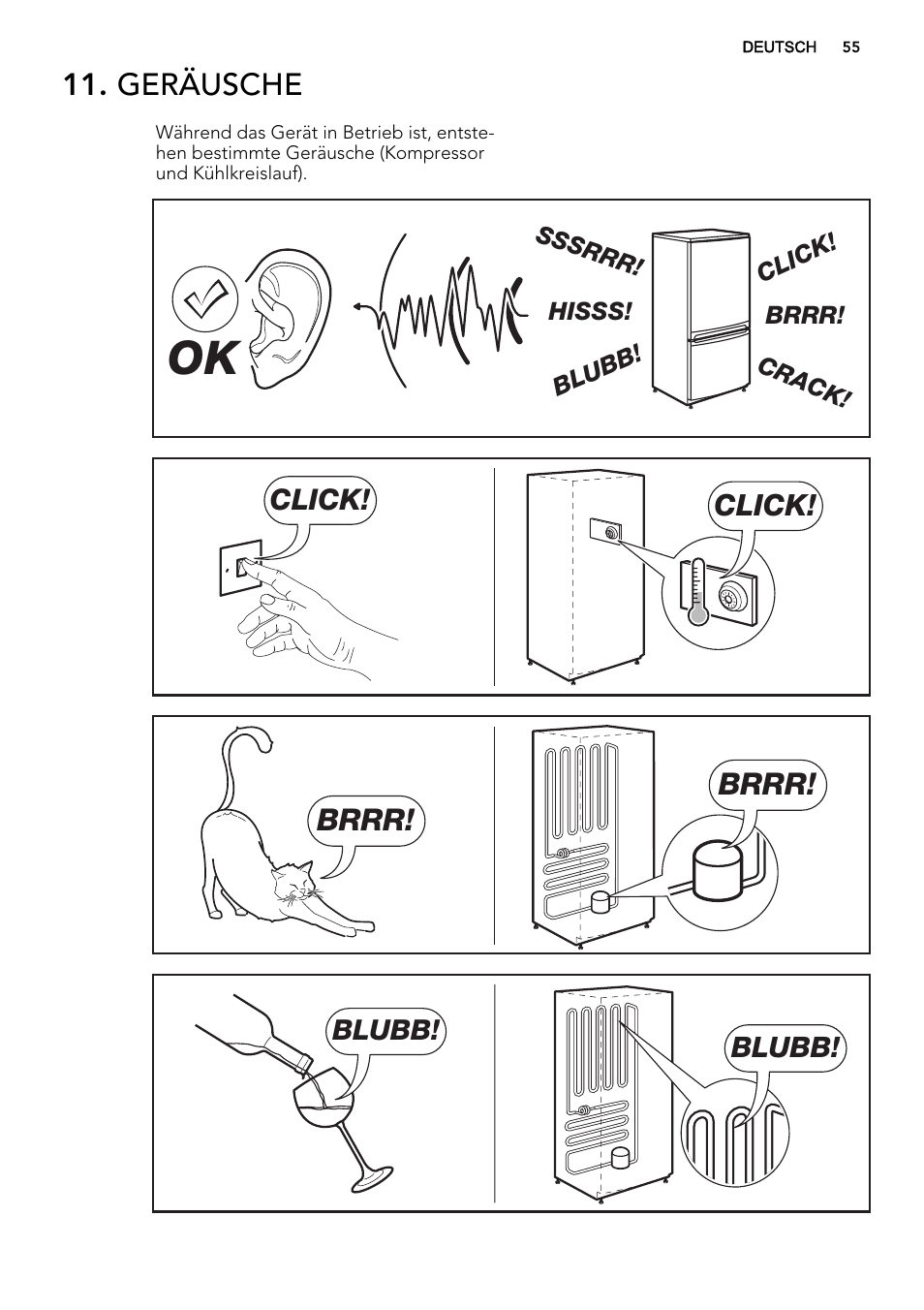 Geräusche, Brrr | AEG AGS58200F0 User Manual | Page 55 / 72
