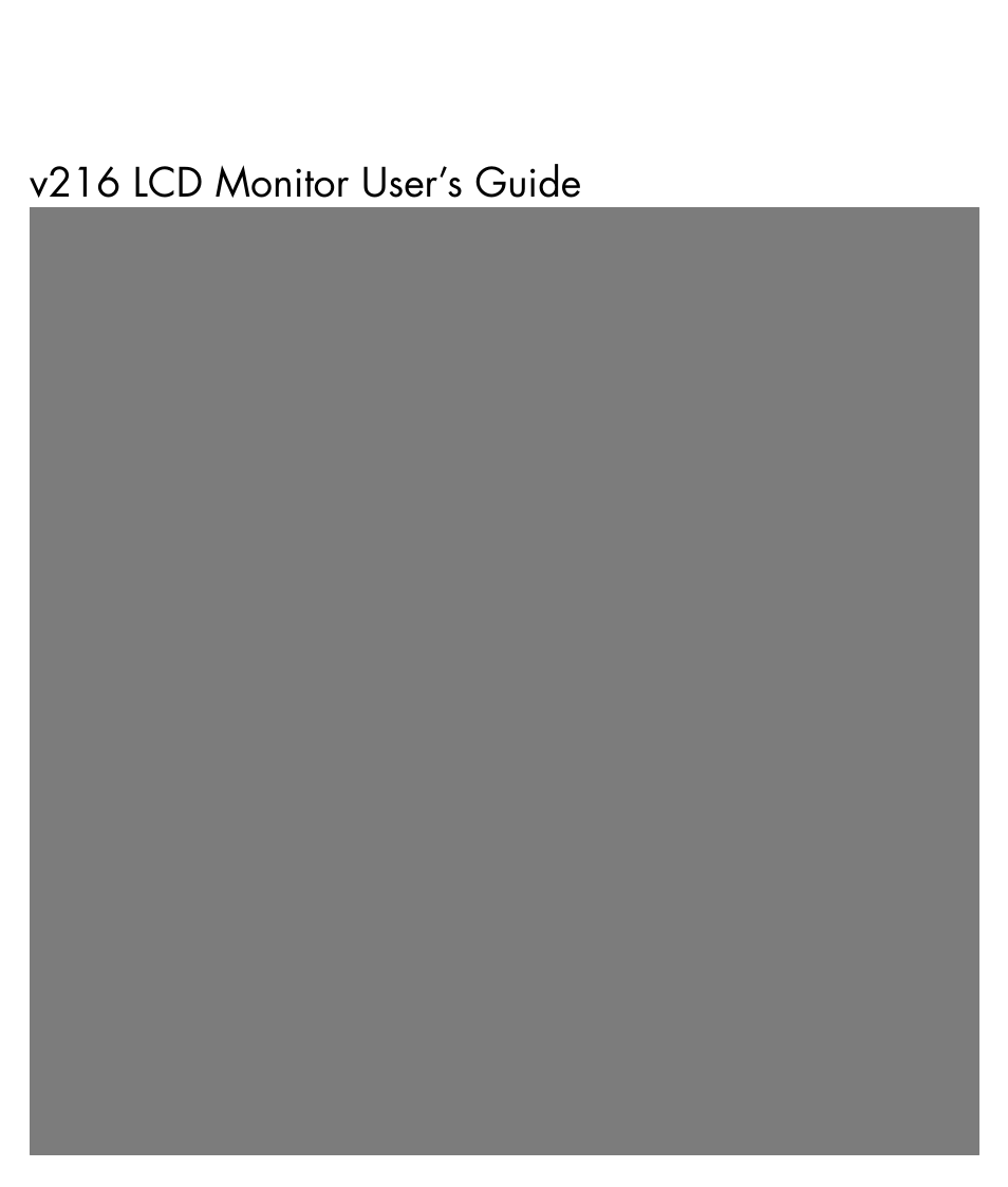 HP v216 21.6 inch LCD Monitor User Manual | 30 pages