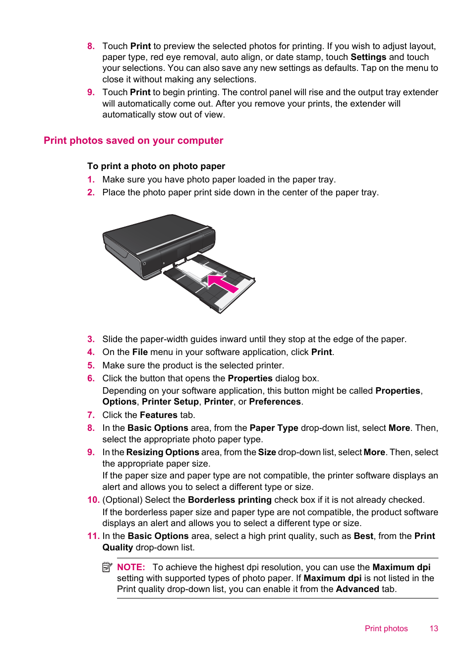 Print photos saved on your computer | HP ENVY 100 e-All-in-One Printer - D410b User Manual | Page 15 / 64