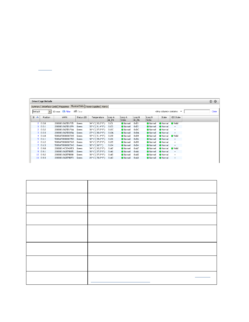 Viewing drive cage physical disks details | HP 3PAR Operating System Software User Manual | Page 114 / 475