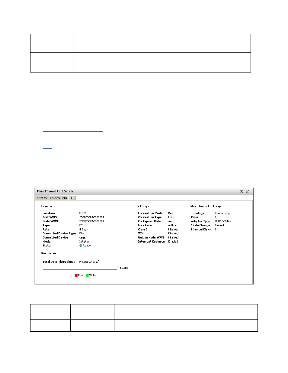 Lower pane, Fibre channel summary | HP 3PAR Operating System Software User Manual | Page 133 / 475