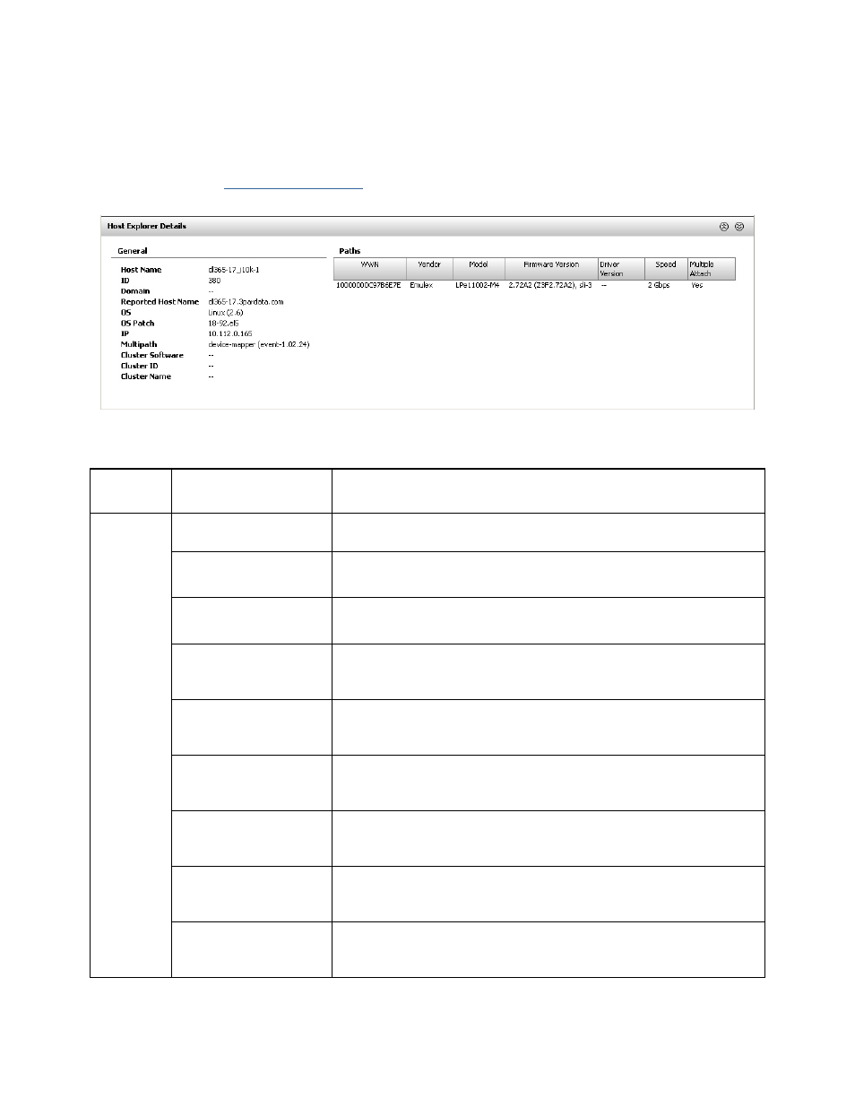 Host explorer details | HP 3PAR Operating System Software User Manual | Page 199 / 475