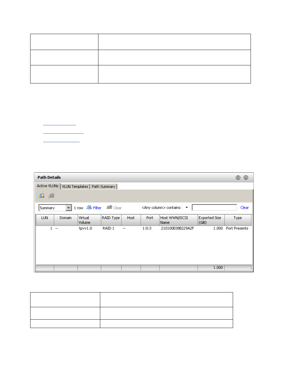 Lower pane, Active vluns | HP 3PAR Operating System Software User Manual | Page 202 / 475