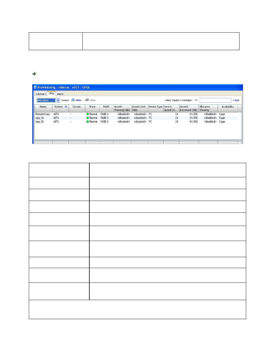 Displaying allocation information | HP 3PAR Operating System Software User Manual | Page 234 / 475