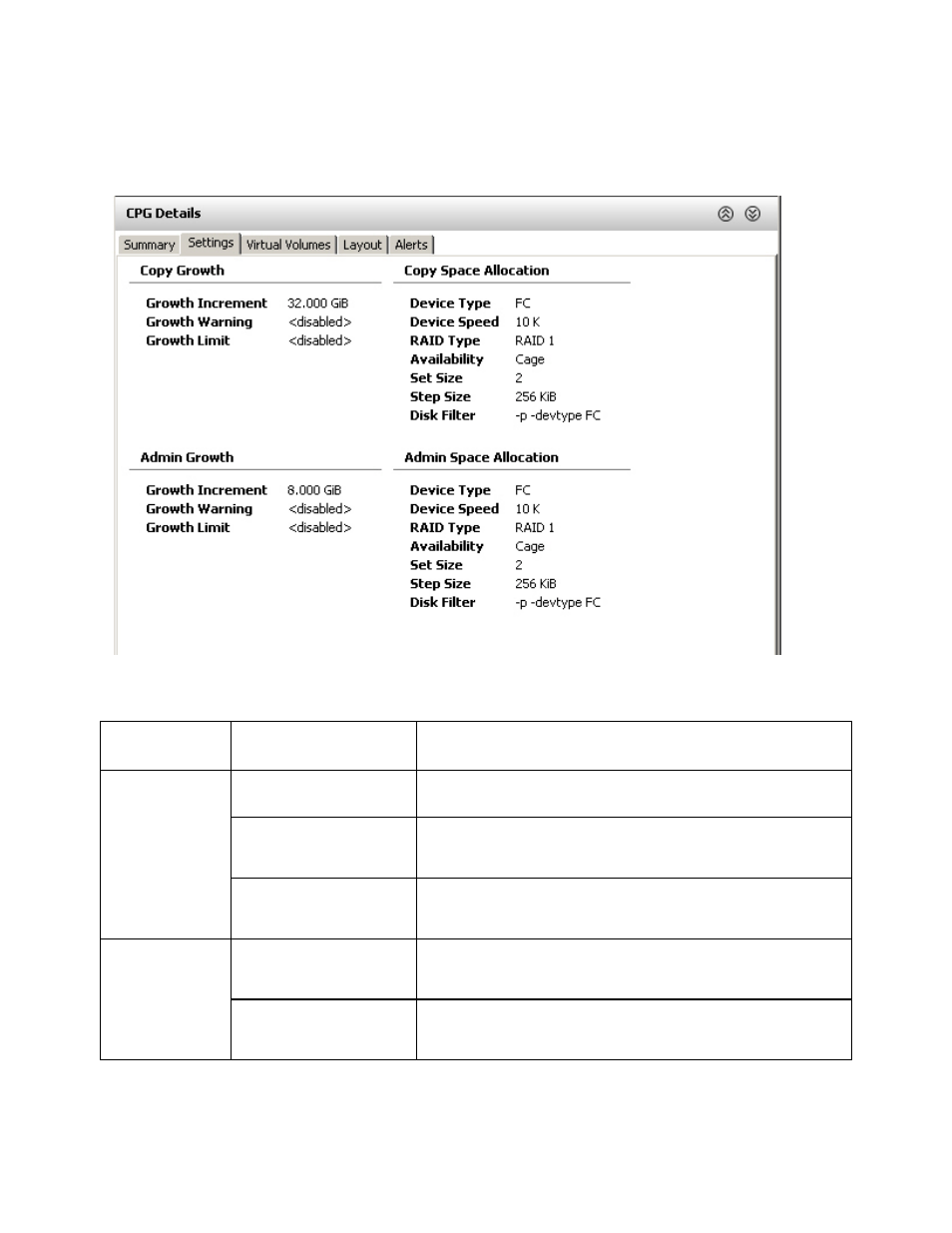 Settings tab | HP 3PAR Operating System Software User Manual | Page 240 / 475