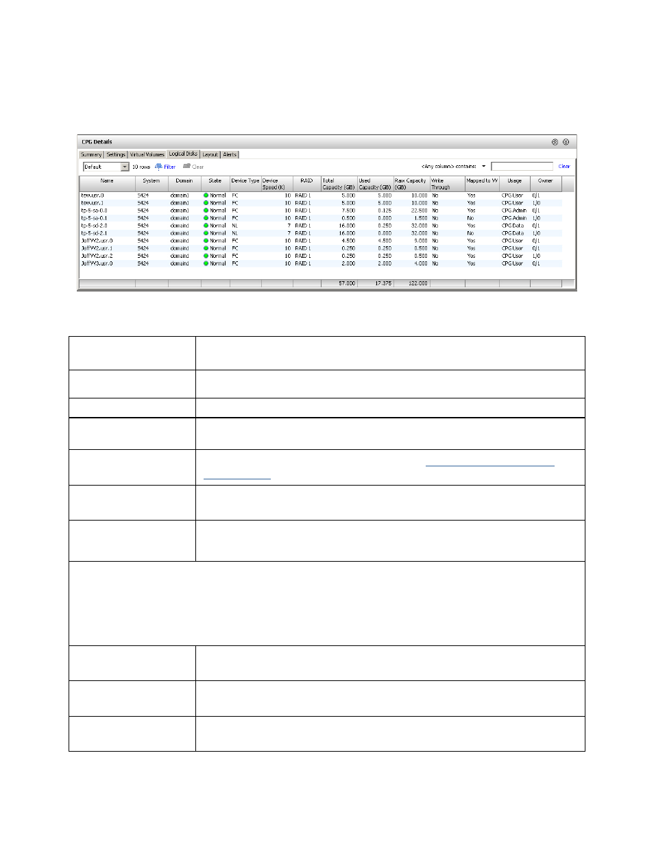 Logical disks tab | HP 3PAR Operating System Software User Manual | Page 243 / 475