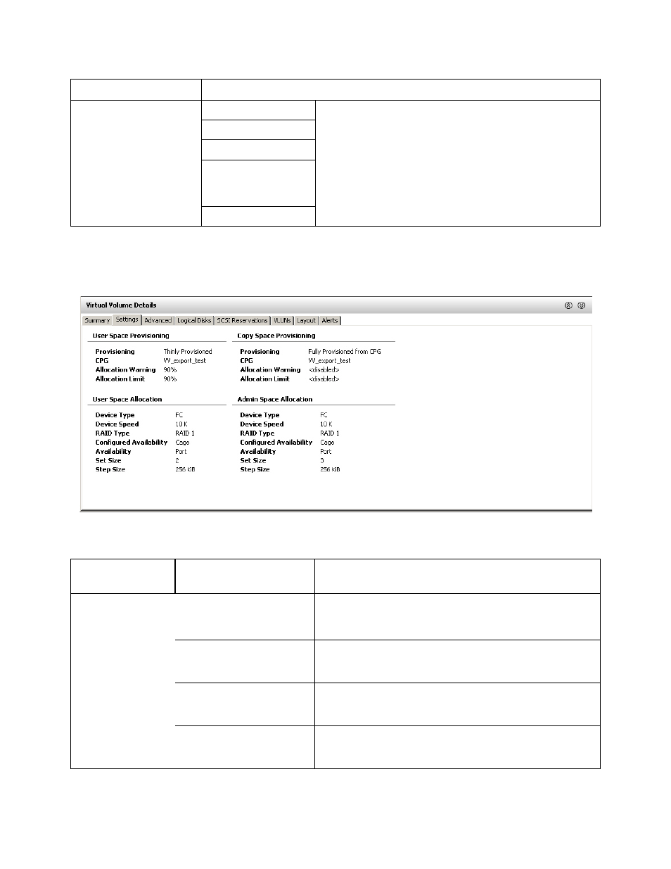 Settings tab | HP 3PAR Operating System Software User Manual | Page 264 / 475