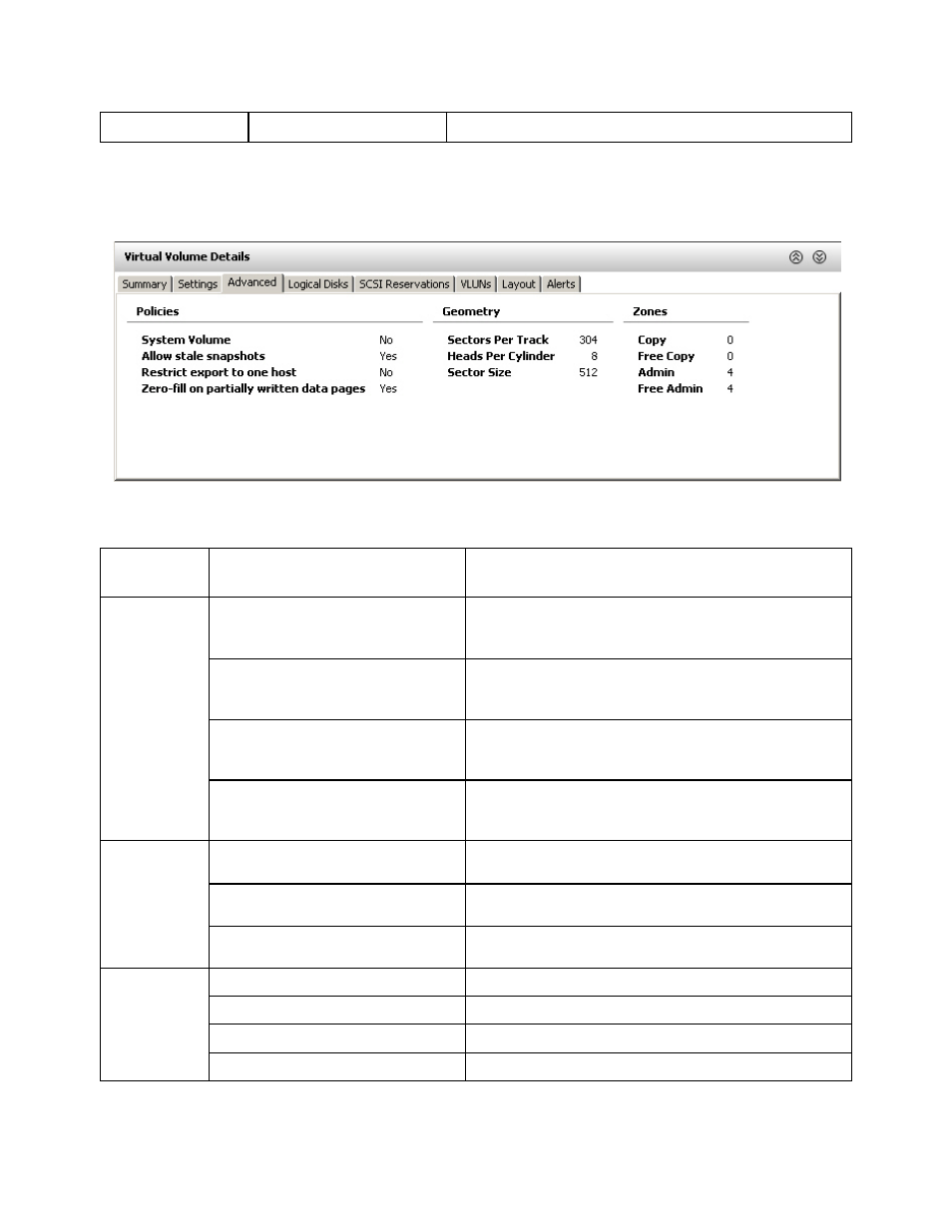 Advanced tab | HP 3PAR Operating System Software User Manual | Page 266 / 475