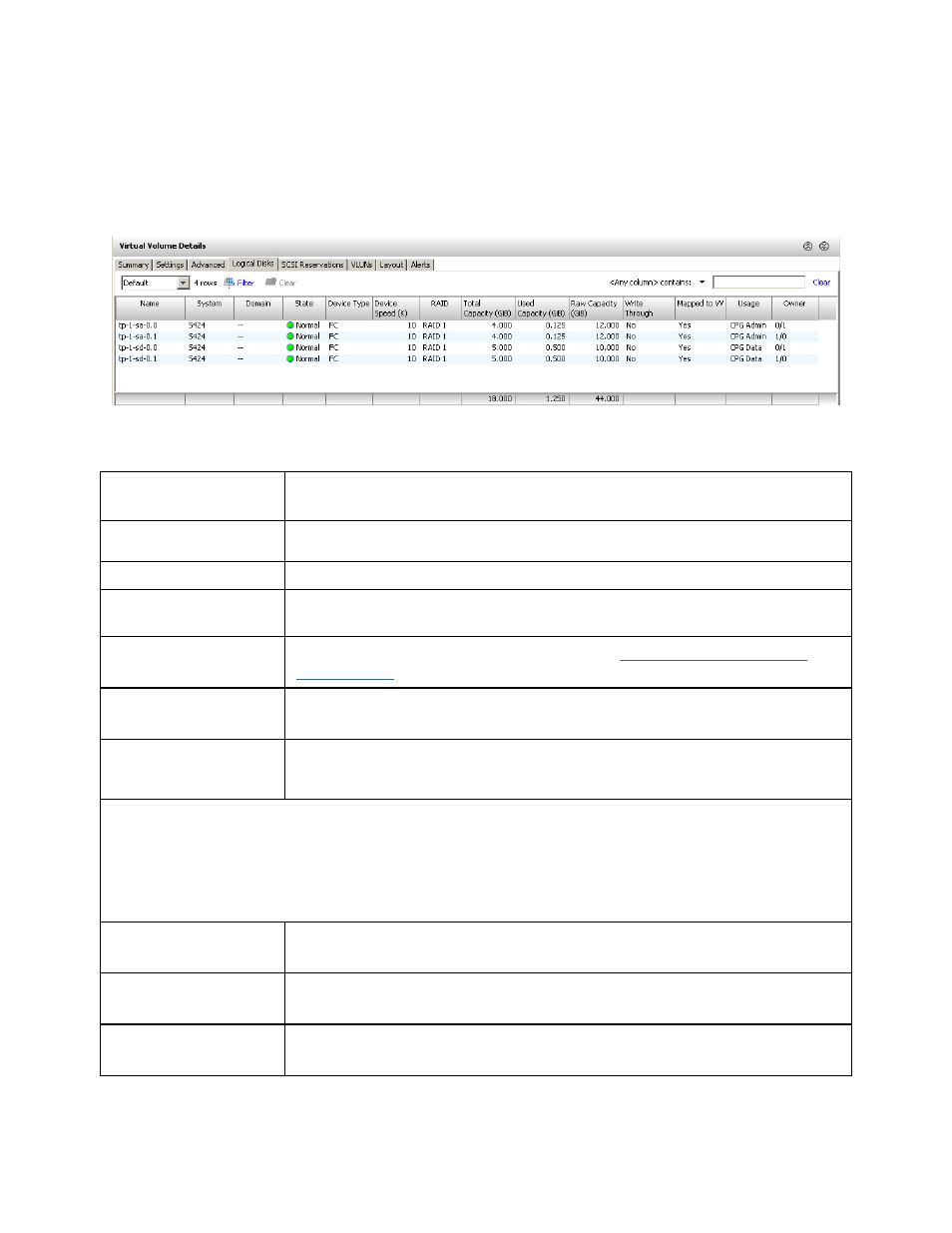 Logical disks tab | HP 3PAR Operating System Software User Manual | Page 267 / 475