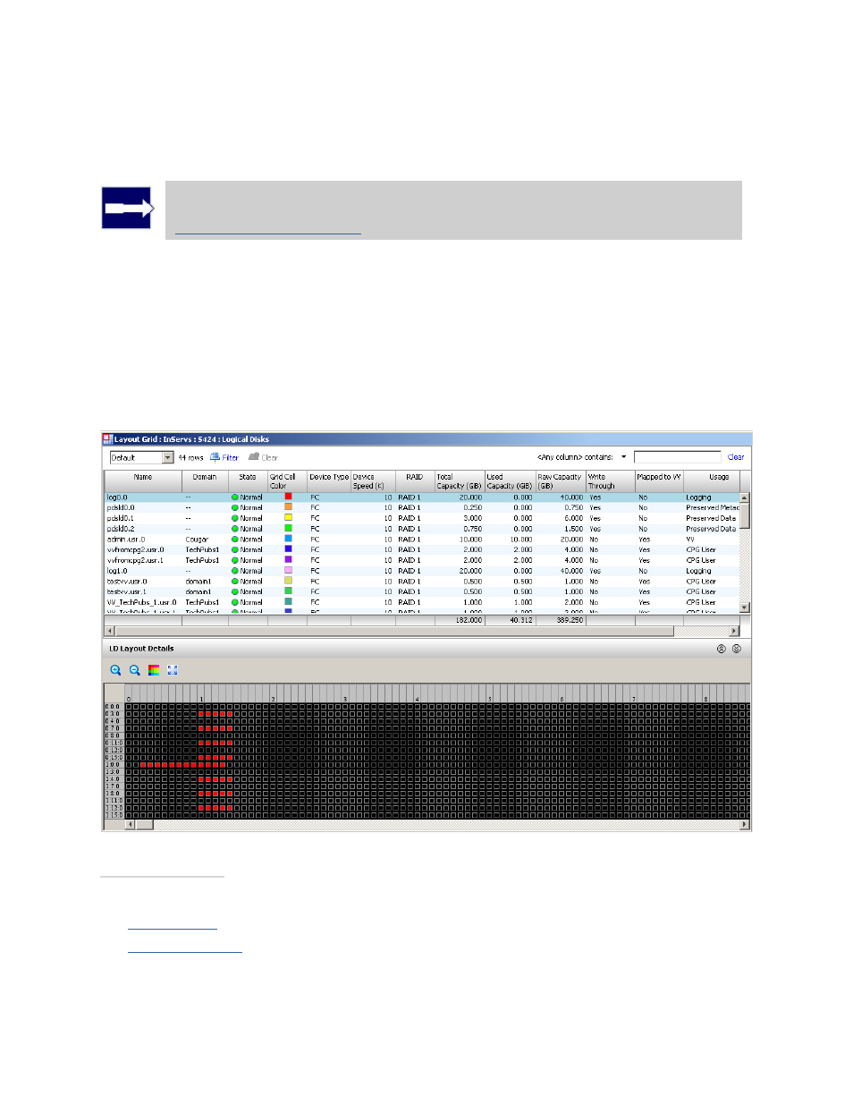 Viewing the logical disks layout screen | HP 3PAR Operating System Software User Manual | Page 341 / 475