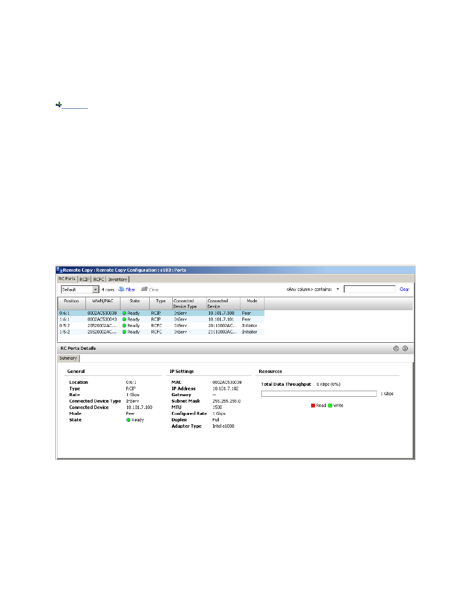 Viewing remote copy system ports, Rc ports tab | HP 3PAR Operating System Software User Manual | Page 347 / 475