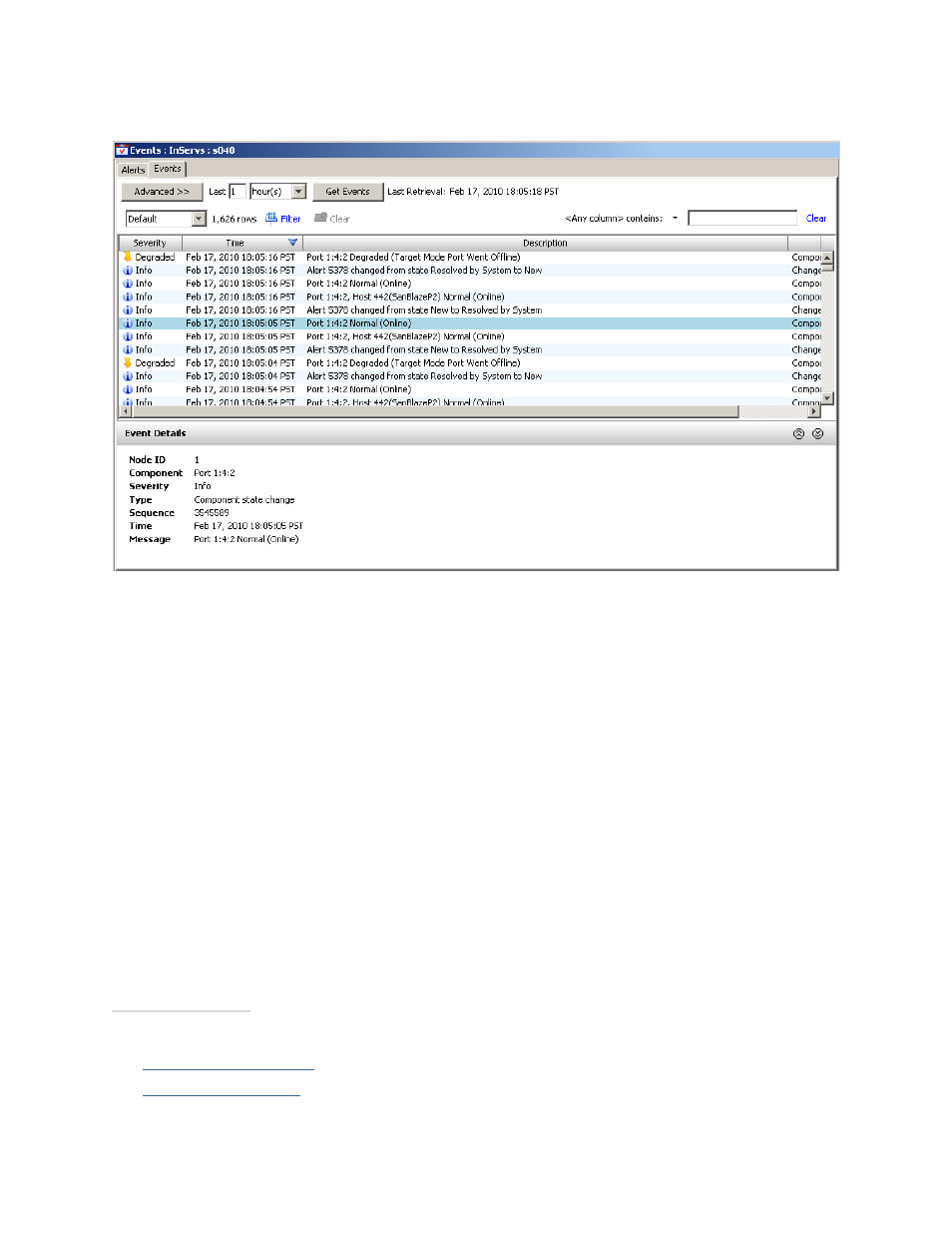 Filtering events | HP 3PAR Operating System Software User Manual | Page 404 / 475