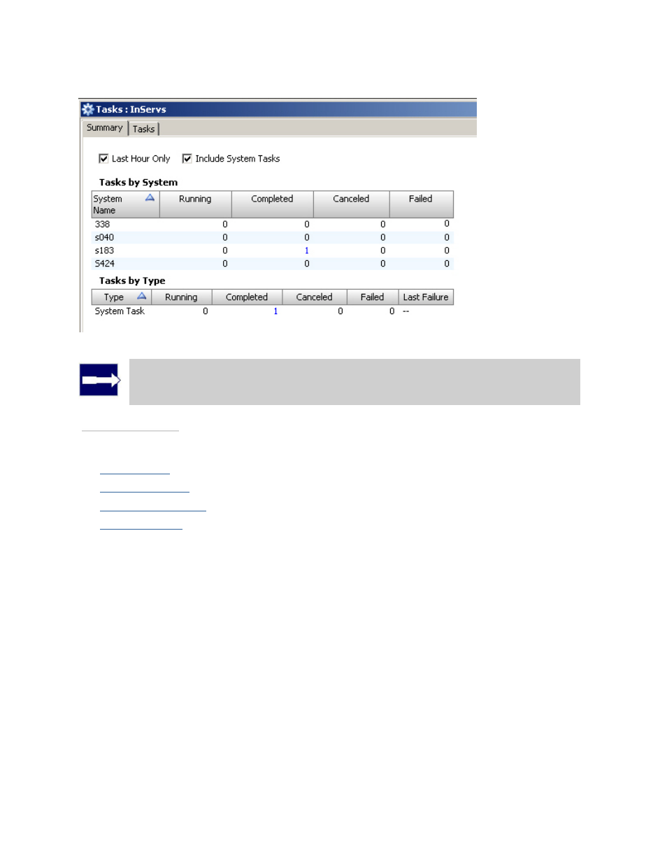 Displaying tasks | HP 3PAR Operating System Software User Manual | Page 406 / 475