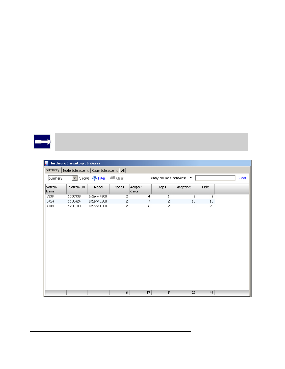 Viewing the hardware inventory summary tab | HP 3PAR Operating System Software User Manual | Page 436 / 475