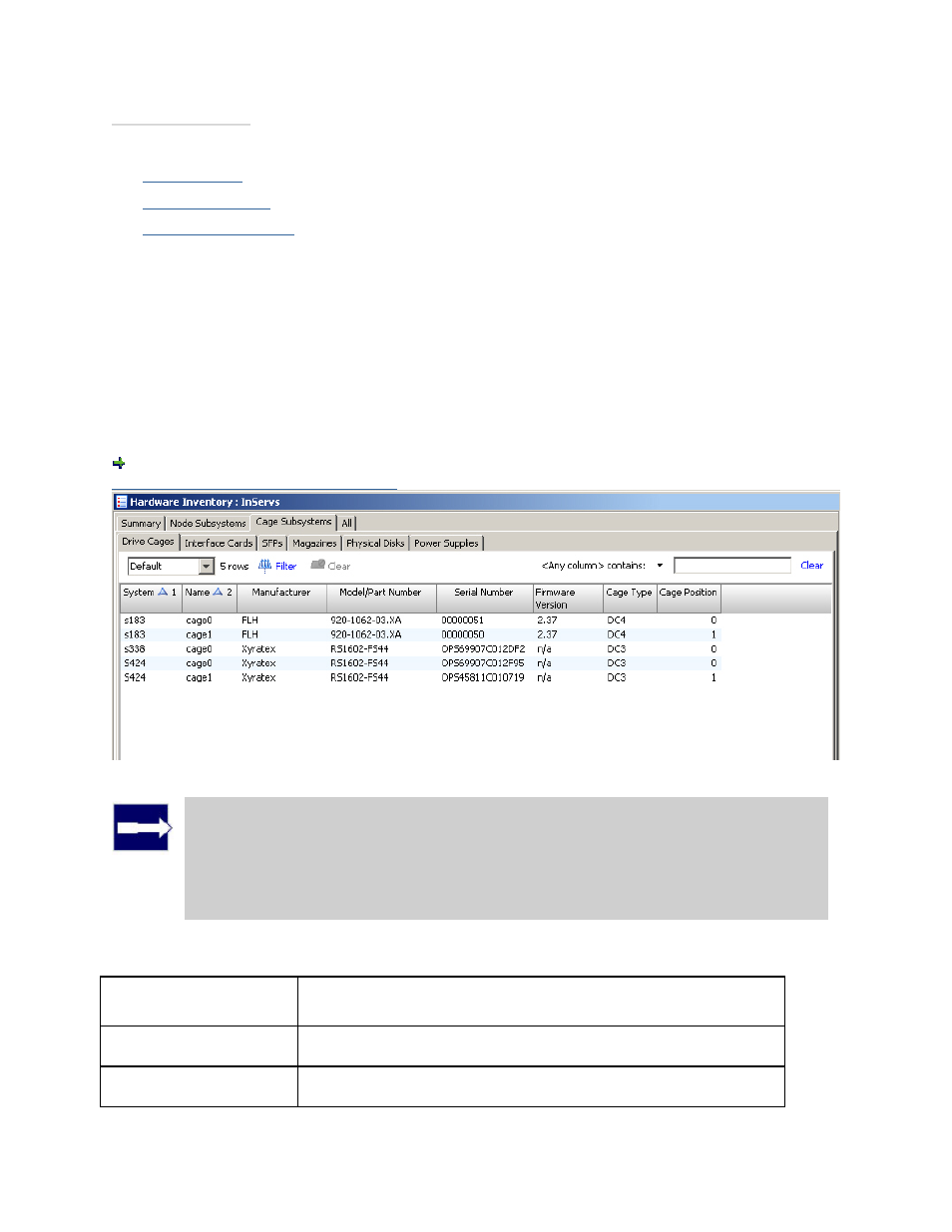 Viewing the cage subsystems drive cages tab | HP 3PAR Operating System Software User Manual | Page 451 / 475