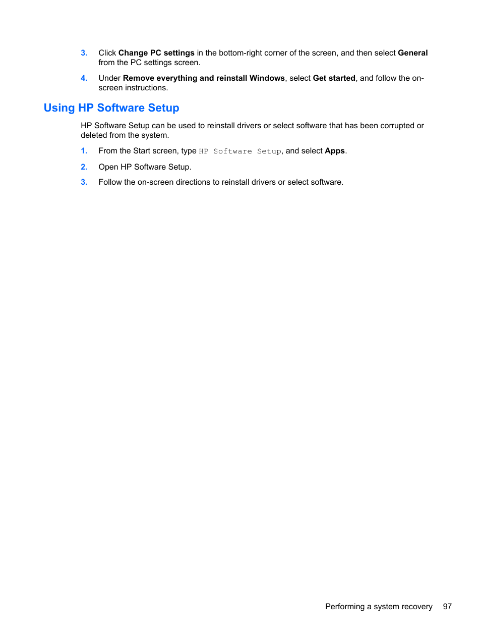 Using hp software setup | HP EliteBook 8570w Mobile Workstation User Manual | Page 107 / 127