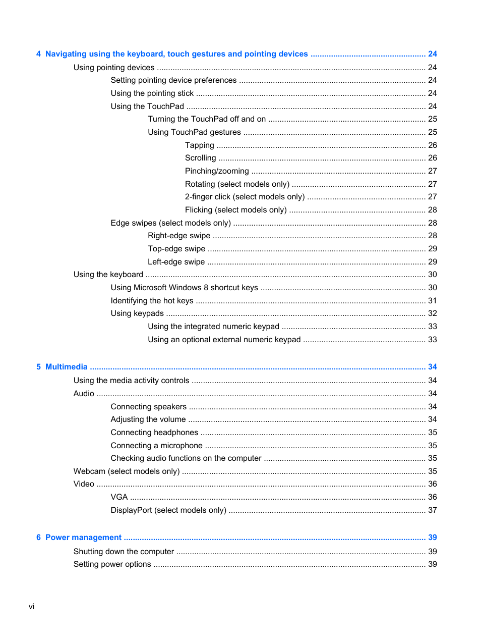 HP EliteBook 8570w Mobile Workstation User Manual | Page 6 / 127