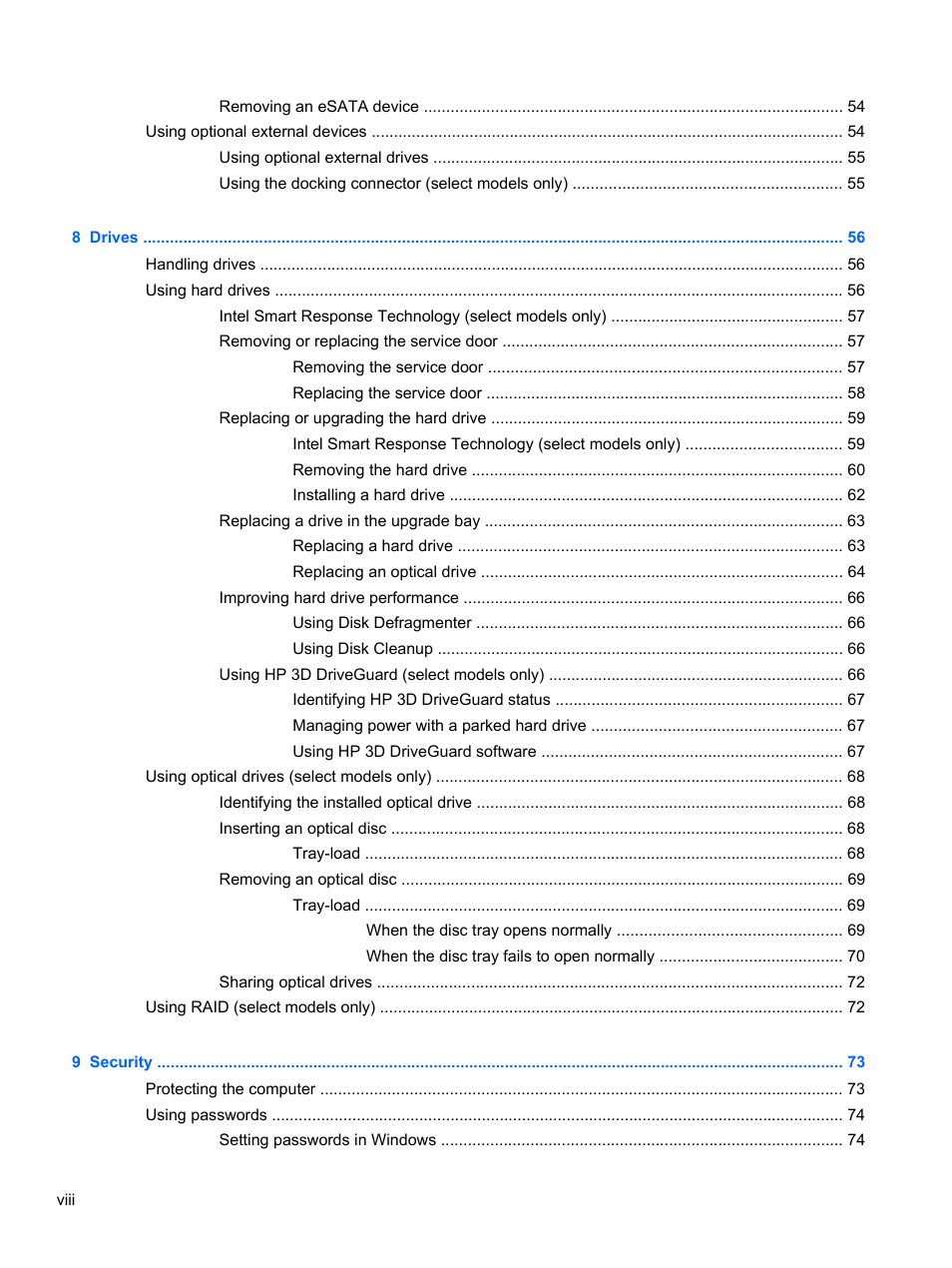 HP EliteBook 8570w Mobile Workstation User Manual | Page 8 / 127