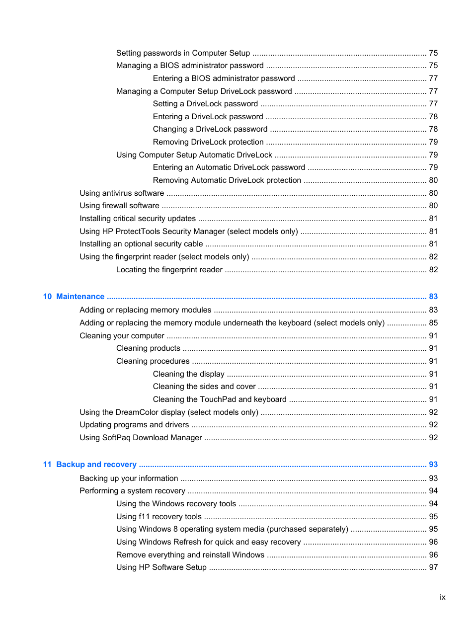HP EliteBook 8570w Mobile Workstation User Manual | Page 9 / 127