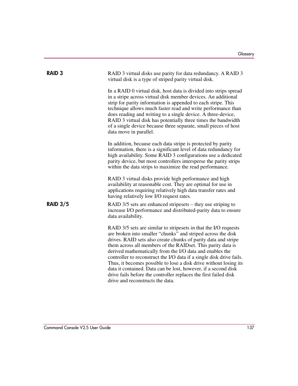 Raid 3/5 | HP StorageWorks EVA Controller HSG V8.8 Software User Manual | Page 137 / 150