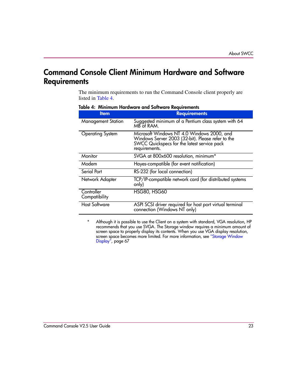 4 minimum hardware and software requirements | HP StorageWorks EVA Controller HSG V8.8 Software User Manual | Page 23 / 150