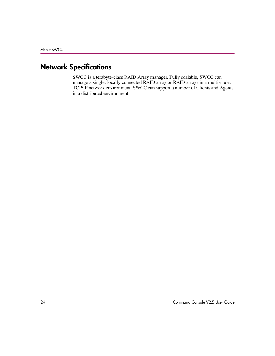 Network specifications | HP StorageWorks EVA Controller HSG V8.8 Software User Manual | Page 24 / 150