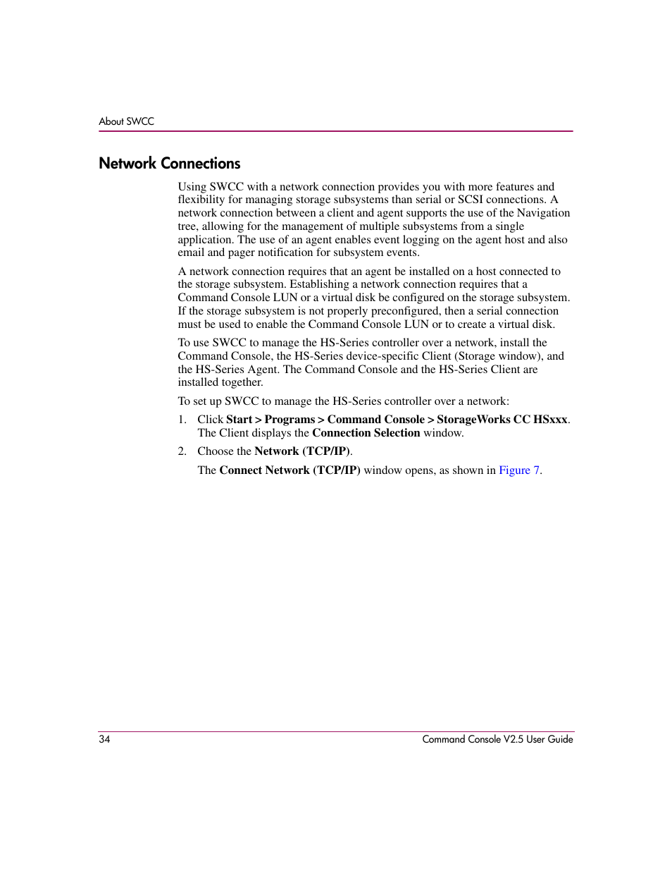 Network connections | HP StorageWorks EVA Controller HSG V8.8 Software User Manual | Page 34 / 150