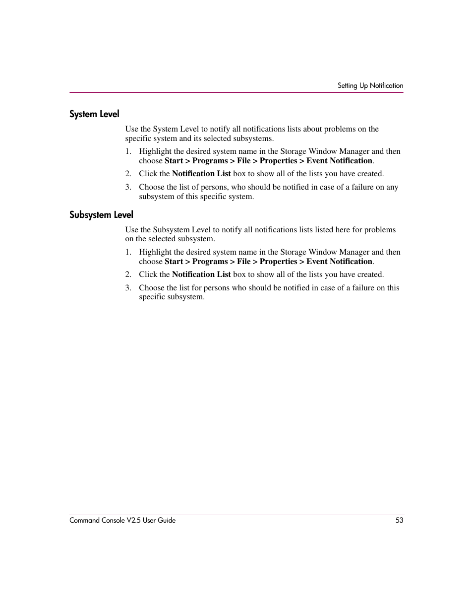 System level, Subsystem level, System level subsystem level | HP StorageWorks EVA Controller HSG V8.8 Software User Manual | Page 53 / 150