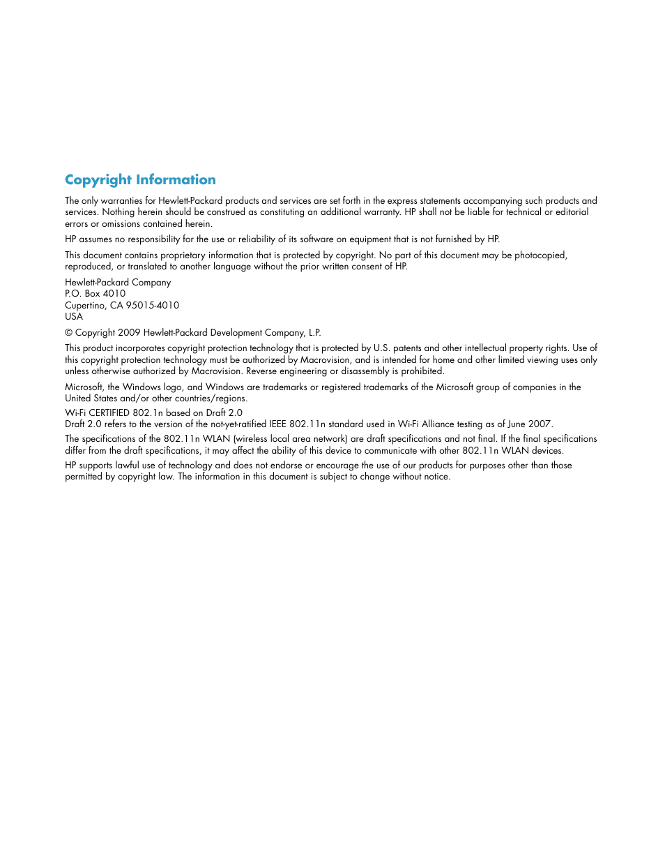 Copyright information | HP TouchSmart 300-1205z CTO Desktop PC User Manual | Page 2 / 68