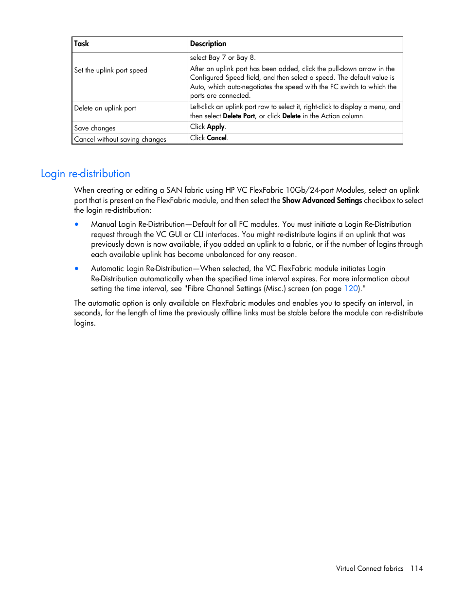 Login re-distribution | HP 1.10GB Virtual Connect Ethernet Module for c-Class BladeSystem User Manual | Page 114 / 230