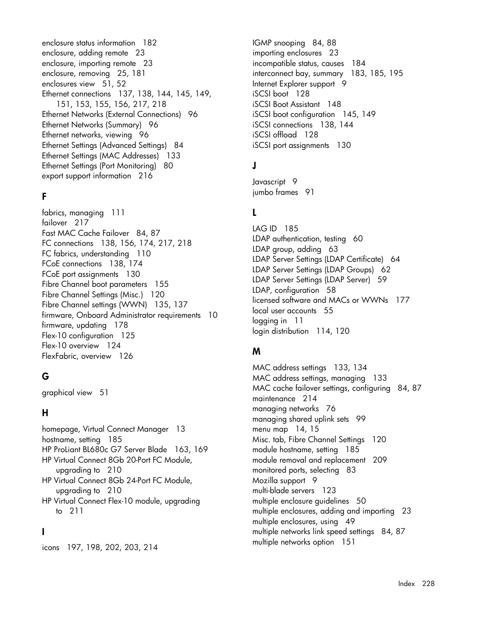 HP 1.10GB Virtual Connect Ethernet Module for c-Class BladeSystem User Manual | Page 228 / 230