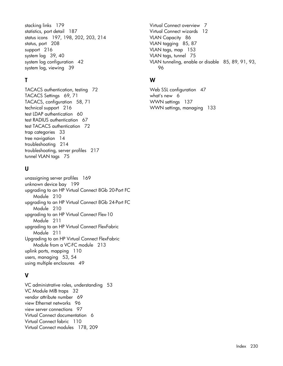 HP 1.10GB Virtual Connect Ethernet Module for c-Class BladeSystem User Manual | Page 230 / 230