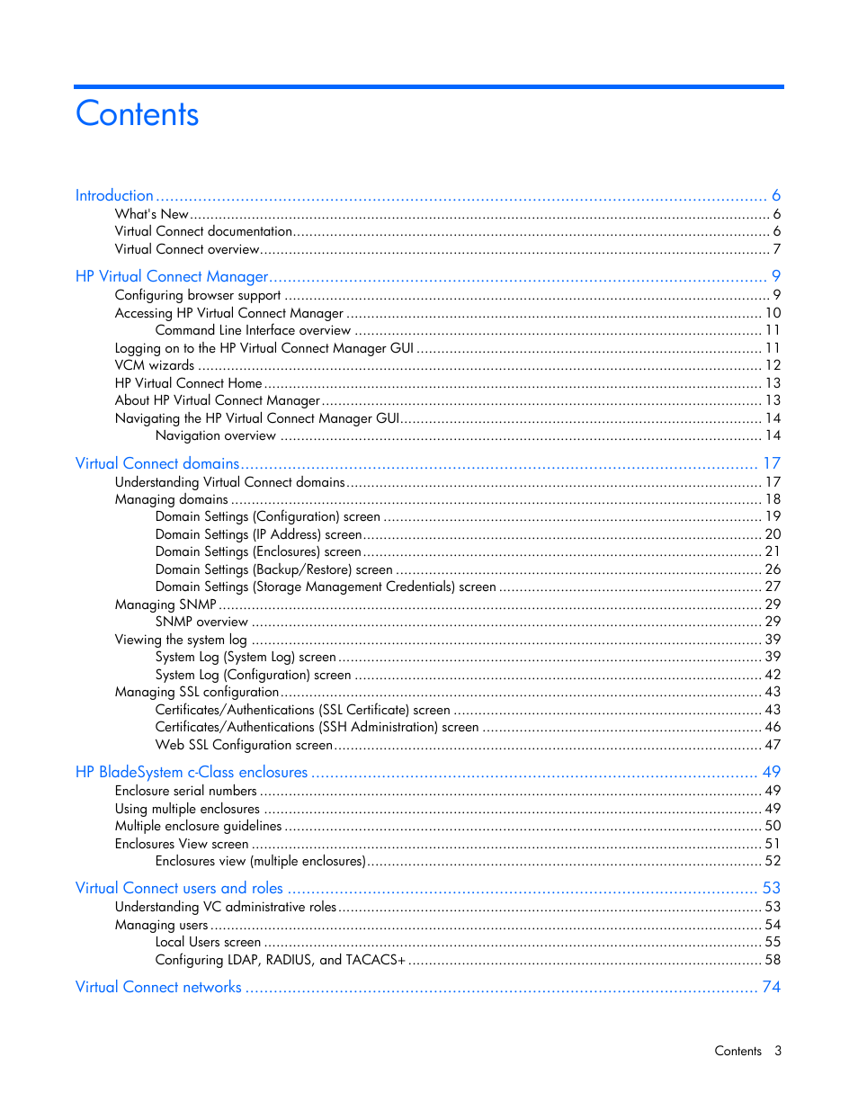 HP 1.10GB Virtual Connect Ethernet Module for c-Class BladeSystem User Manual | Page 3 / 230