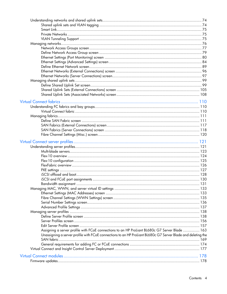 HP 1.10GB Virtual Connect Ethernet Module for c-Class BladeSystem User Manual | Page 4 / 230