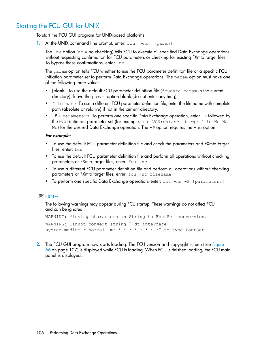 Starting the fcu gui for unix | HP XP P9500 Storage User Manual | Page 106 / 182
