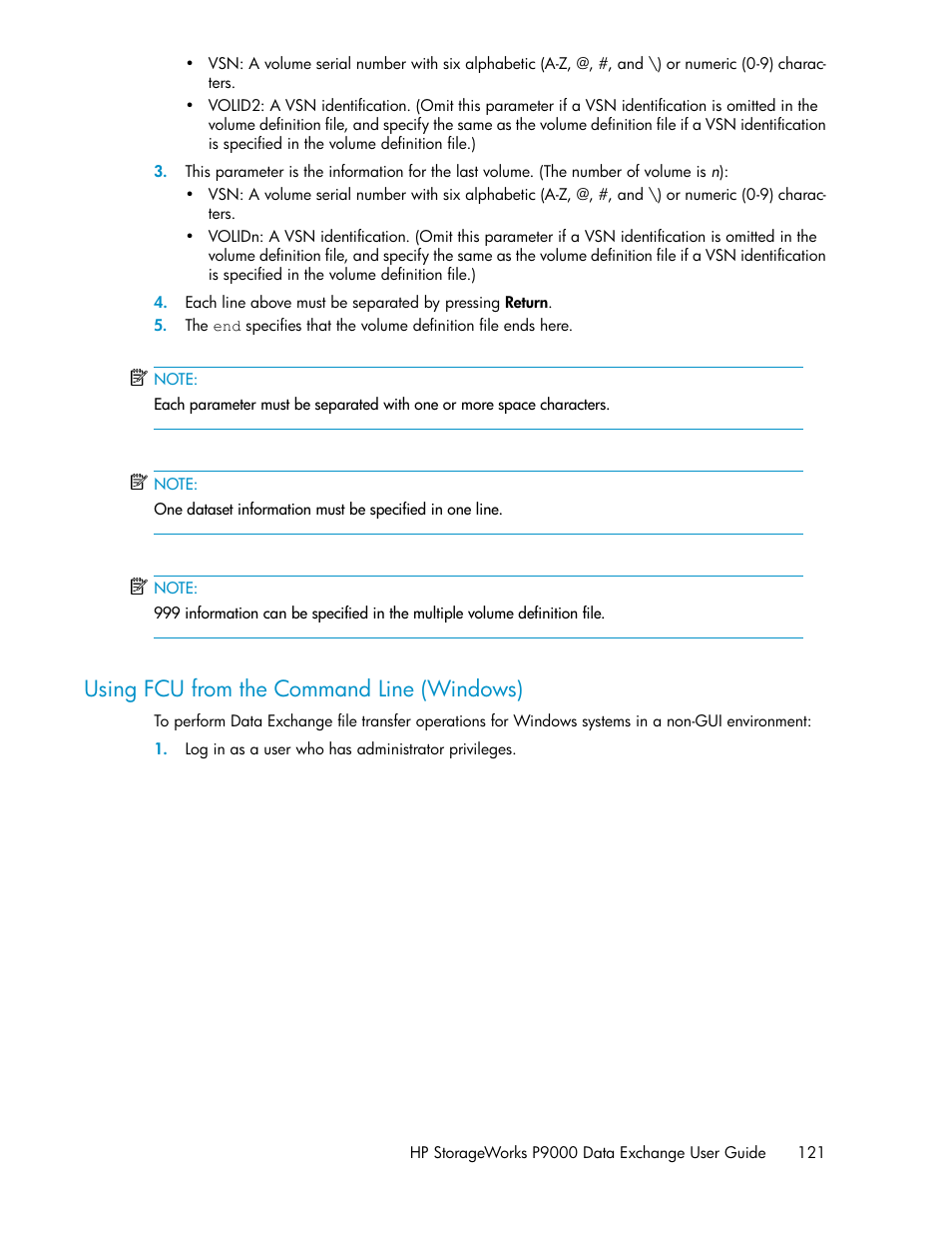 Using fcu from the command line (windows) | HP XP P9500 Storage User Manual | Page 121 / 182